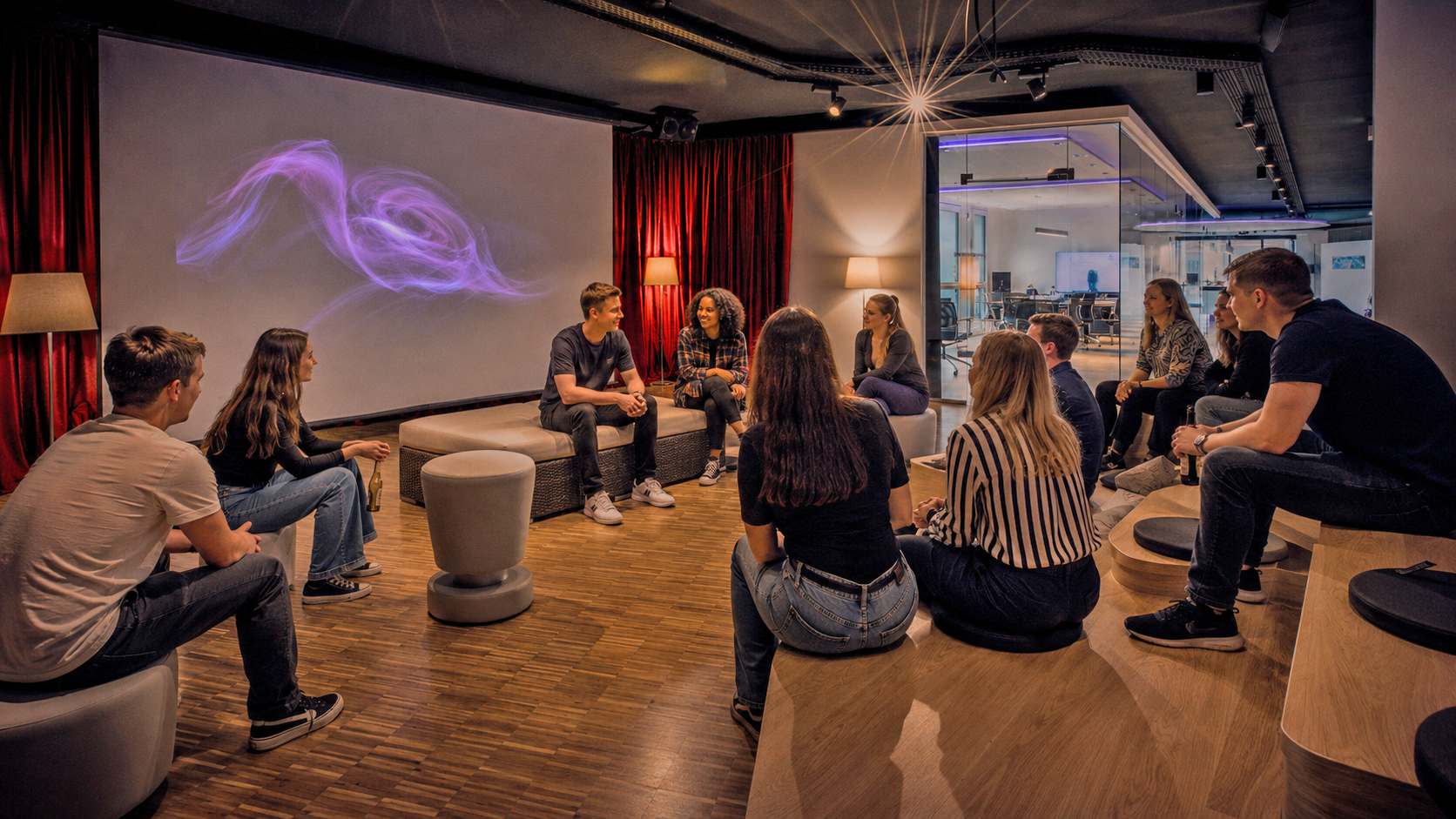 Gesprächsrunde mit jungen Menschen im Audimax bei pfeifer marketing